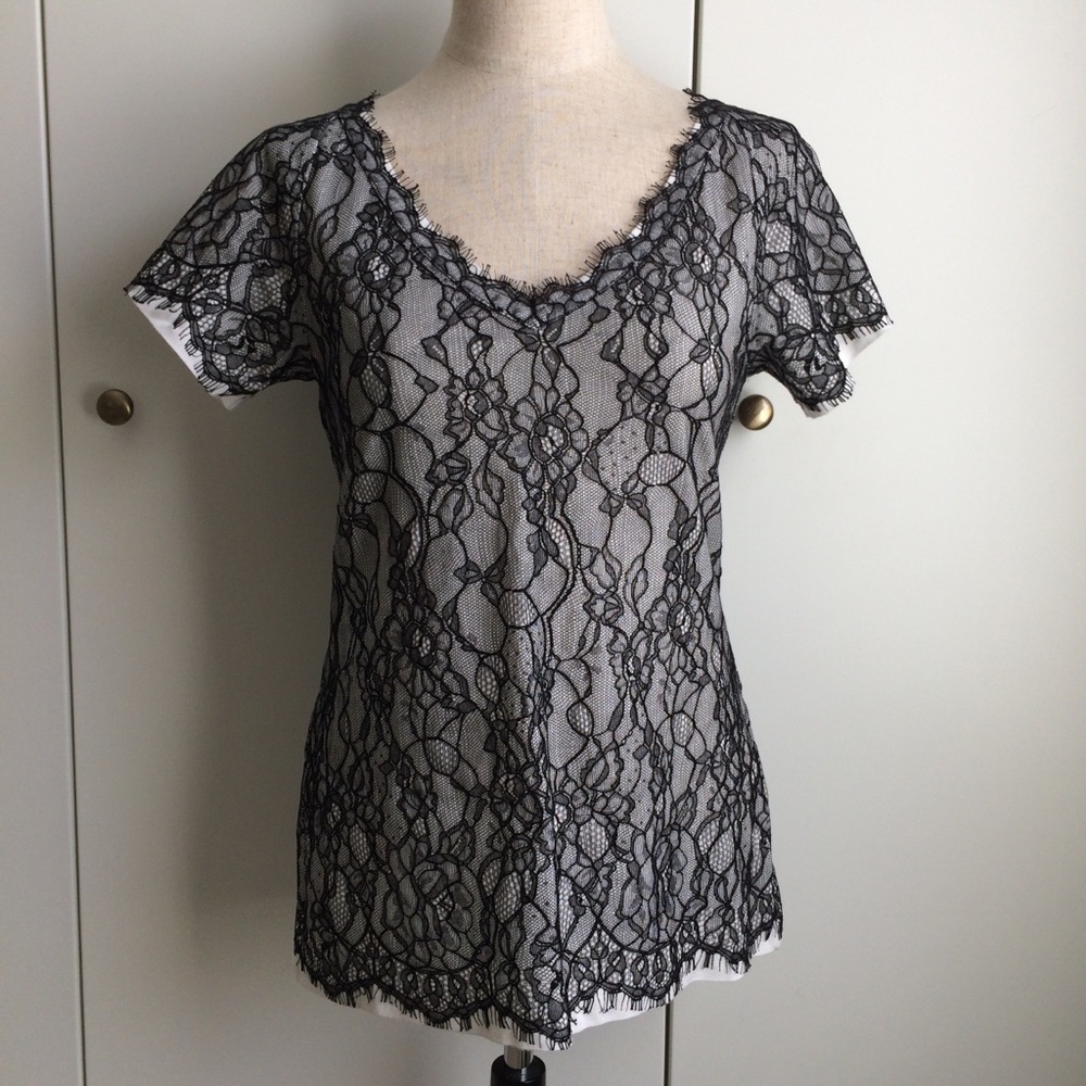 Diane Von Furstenberg Lace Top Black & White